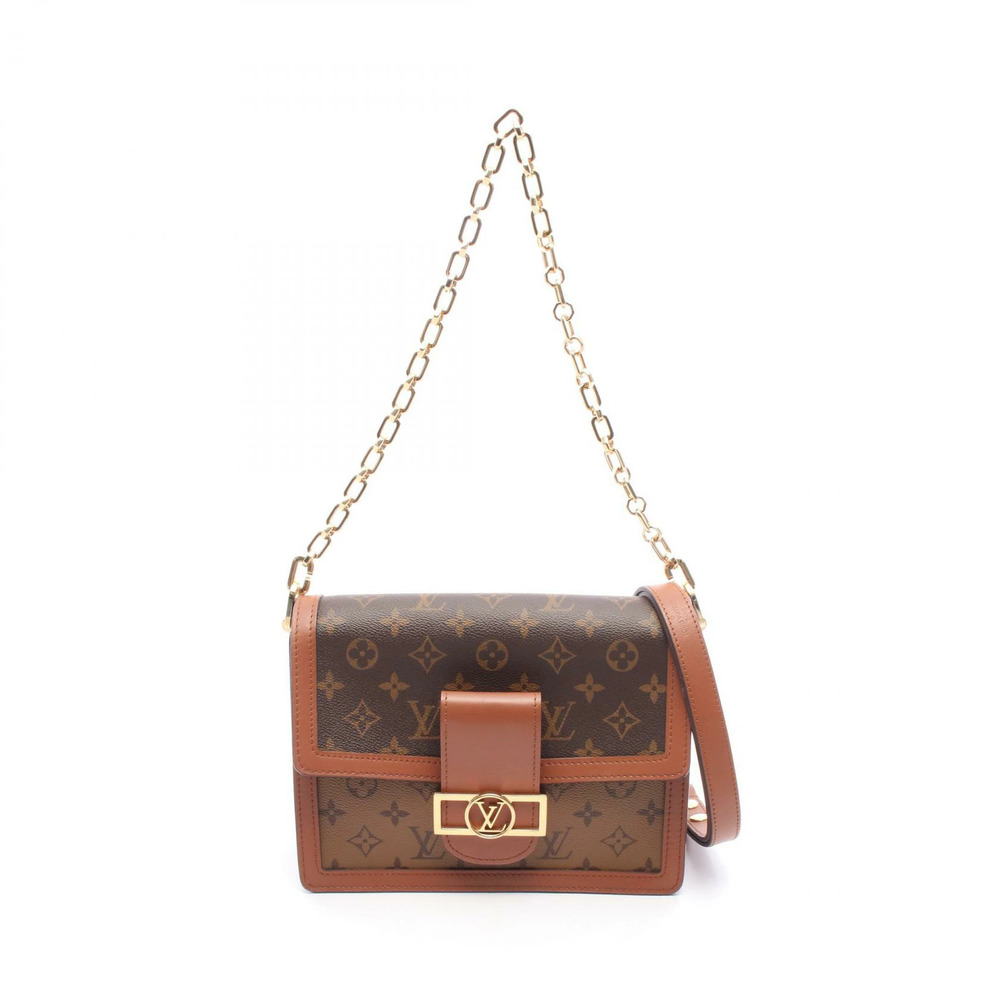 Louis Vuitton Dauphine Shoulder Bag Canvas Leather Monogram Reverse Brown